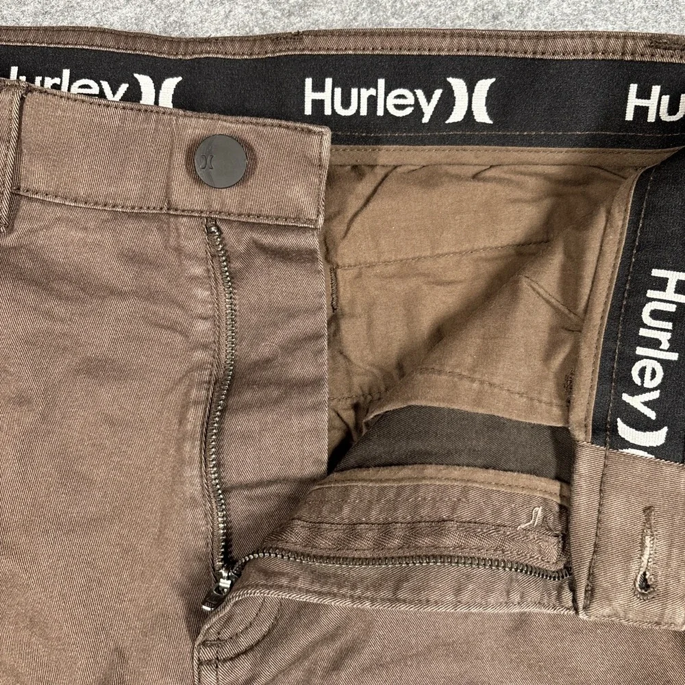 Hurley Chino Pants Mens 30x30 Brown Dri-FIT Straight Leg Zipper‎ Pocket